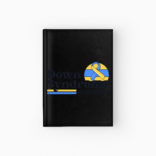 Down Syndrome Awareness Retro Sunset Yellow Blue Hardcover Journal