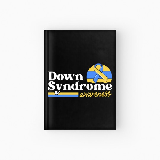 Down Syndrome Awareness Retro Sunset Yellow Blue Hardcover Journal