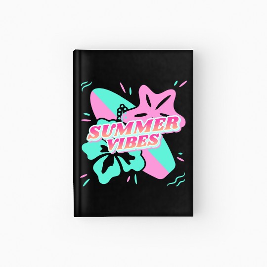 Summer Vibes - Beach, surf, hibiscus and starfish Hardcover Journal