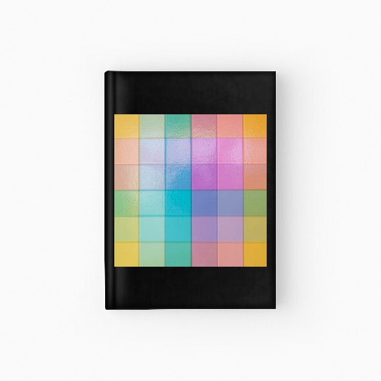Rainbow Shimmer Multi Squares Pattern Hardcover Journal