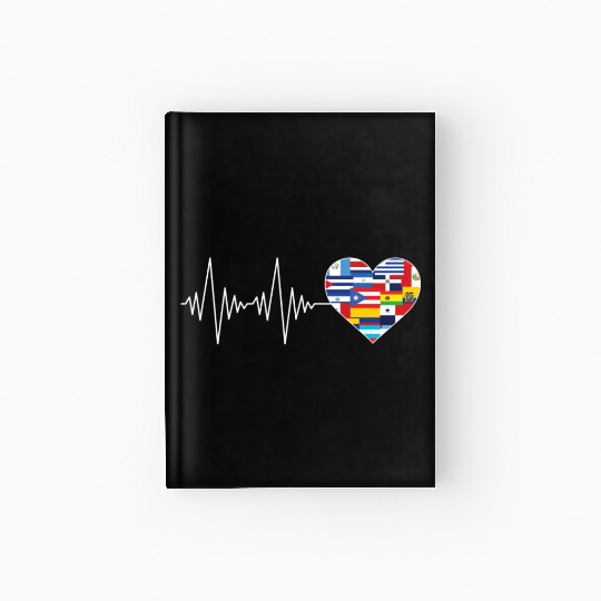 Hearts Beat Spanish Flags Hispanic Heritage Month Hardcover Journal