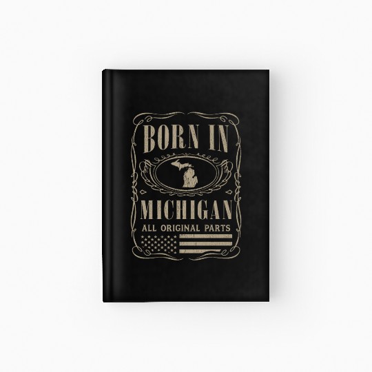 Vintage America US States Born Michigan Hardcover Journal