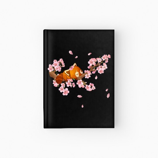 Cute Japanese Art Cherry Blossom Kawaii Red Panda Hardcover Journal