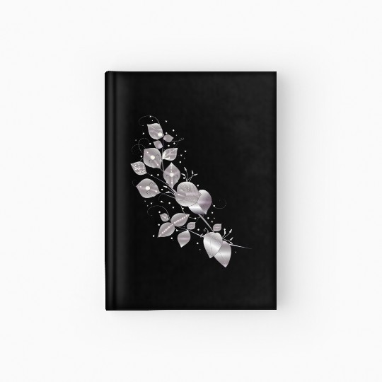 noble leaf tendril in metallic silver look Hardcover Journal