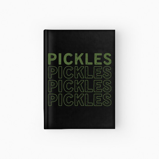 Funny Vegetable Pickles Retro Green Cucumber Humor Hardcover Journal