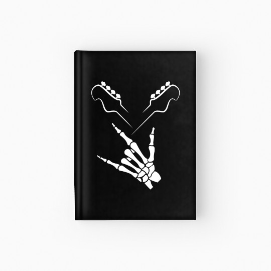 Rocker Skeleton Hand Rock On Rock Star Guitar Hardcover Journal