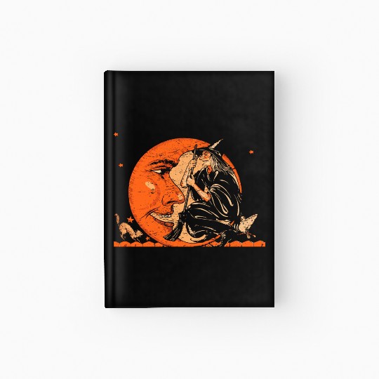 Great Vintage Witch And Moon Halloween Hardcover Journal