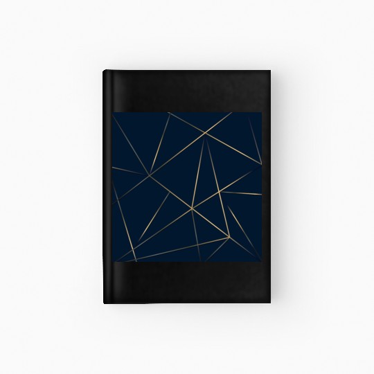 Luxury Gold Navy Blue Geometric Polygon Hardcover Journal
