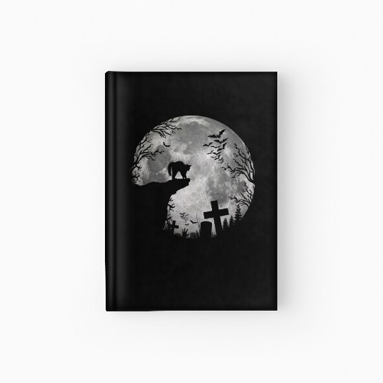 Halloween Bats and Black Cats Witchs Moon Hardcover Journal