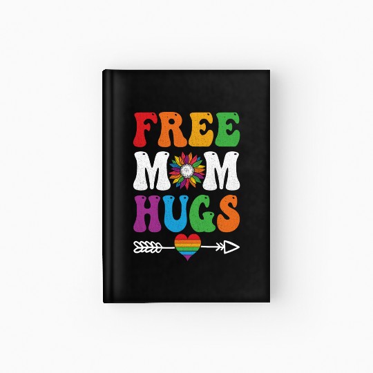 Free Mom Hugs Hardcover Journal Sunflower Rainbow Heart LGBT