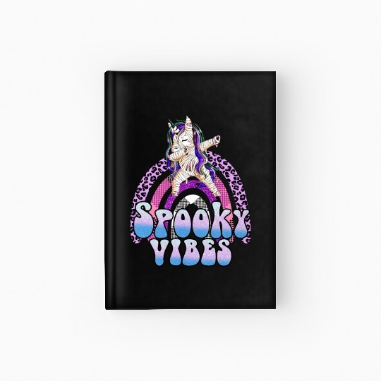 Spooky Vibes Halloween Unicorn Rainbow Girls Hardcover Journal