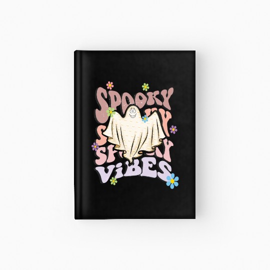 Spooky Season Retro Wavy Halloween Ghost Hardcover Journal
