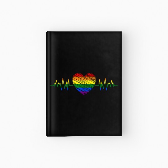 Heart Heartbeat LGBTQ Gay Pride Rainbow Heart Rate Hardcover Journal