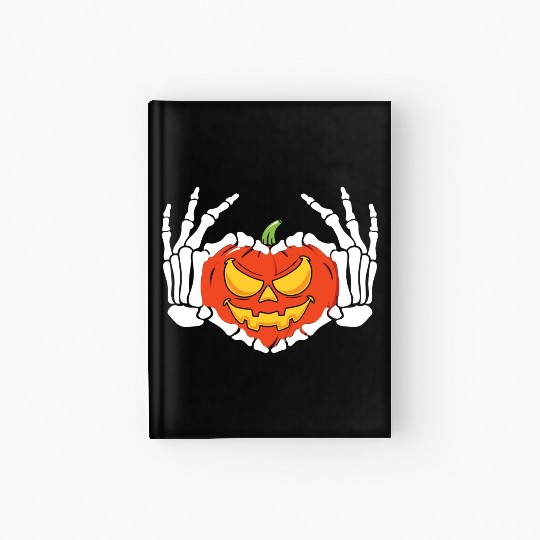 Skeleton Hand Heart Sign Funny Halloween Hardcover Journal