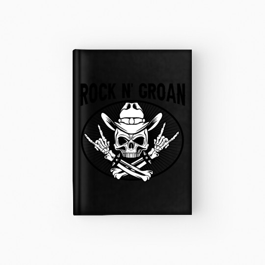 Halloween Cowboy Skeleton Rocker Hand Rock Hardcover Journal