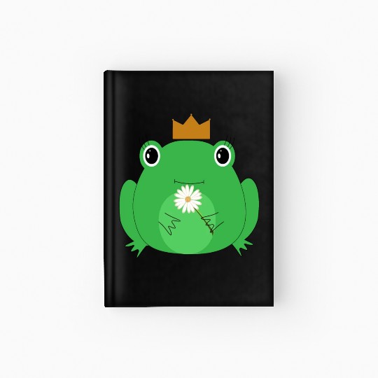 The cute frog with crown and flower Hardcover Journal