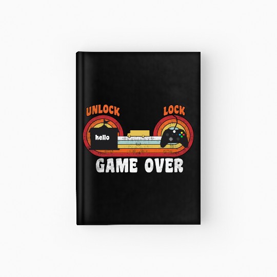 Back to School games over retro vintage Hardcover Journal