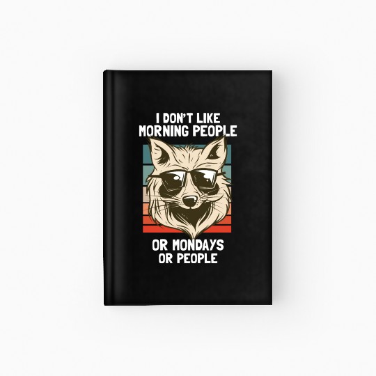 Cute raccoon morning motivation with glasses Hardcover Journal