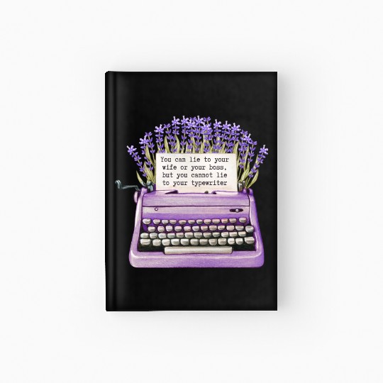 Cute Purple Flower Printed Typewriter Hardcover Journal