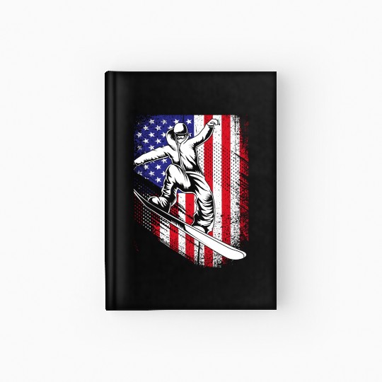 Patriotic Snowboarder American Flag Snowboarding Hardcover Journal