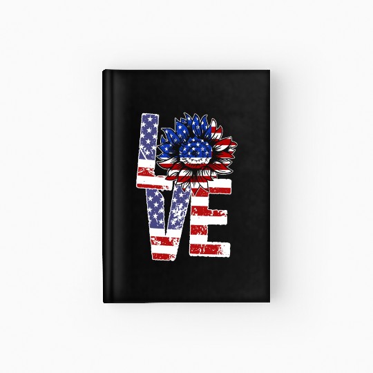 Love Sunflower USA 4th of July Pride Hardcover Journal