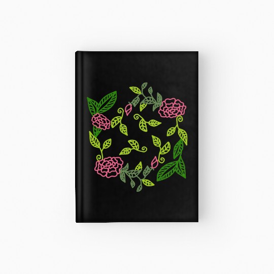 Decorative pattern with flowers and green leaves Hardcover Journal