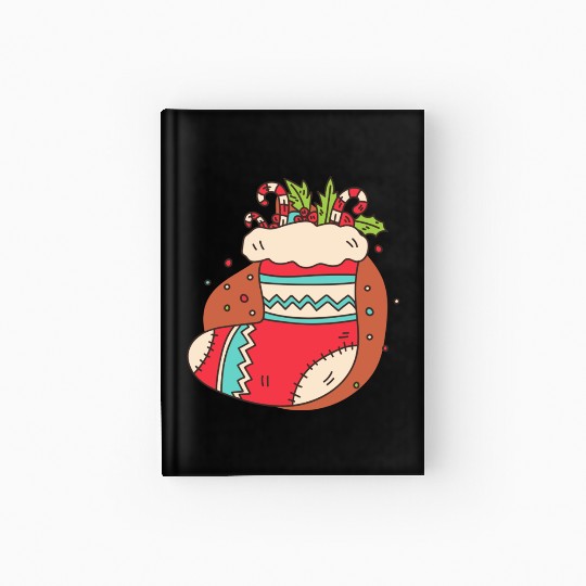 christmas sock with candy canes Hardcover Journal