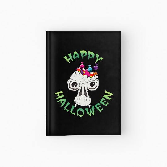 Candy Skull Happy Halloween Cartoon Hardcover Journal