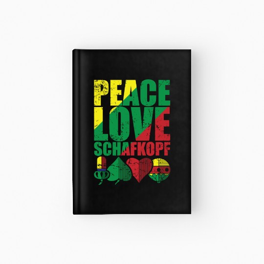 Peace Love Sheepshead Card Game Playing Card Hardcover Journal
