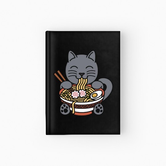 British Shorthair Cat Ramen Noodles Hardcover Journal