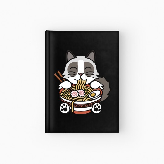 Ragdoll Cat Ramen Noodles Hardcover Journal