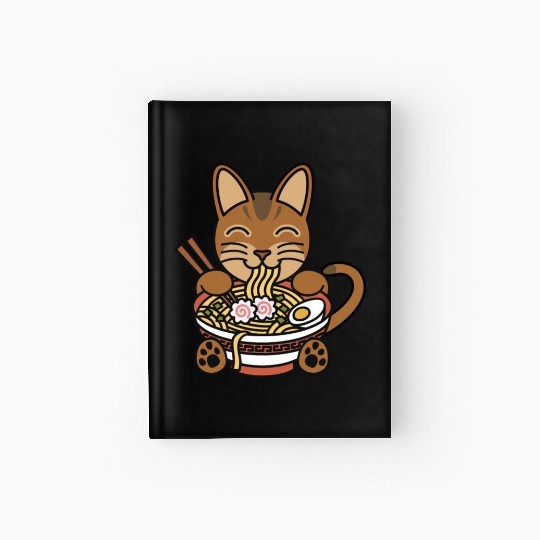 Abyssinian Cat Ramen Noodles Hardcover Journal