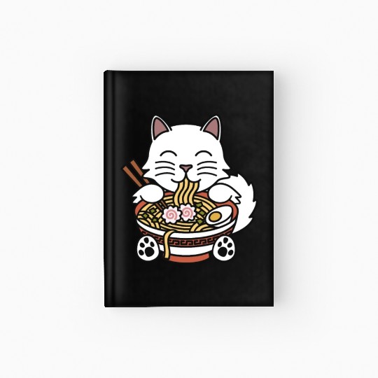 Persian Cat Ramen Noodles Hardcover Journal