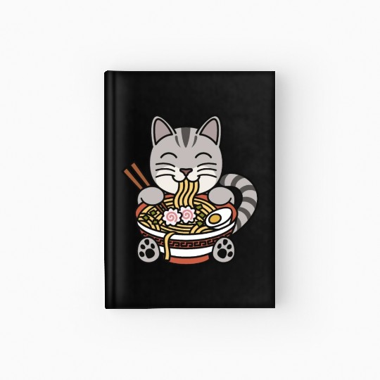 American Shorthair Cat Ramen Noodles Hardcover Journal