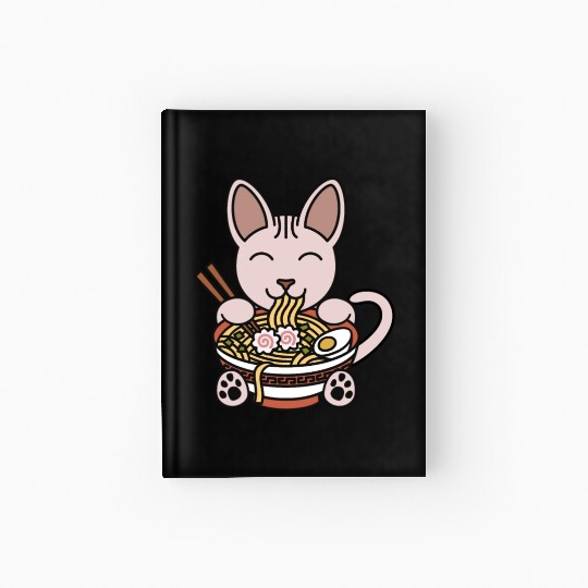 Sphynx Cat Ramen Noodles Hardcover Journal