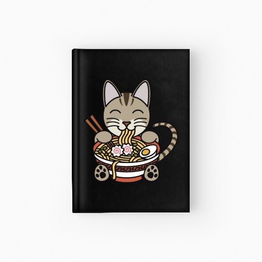 Devon Rex Cat Ramen Noodles Hardcover Journal