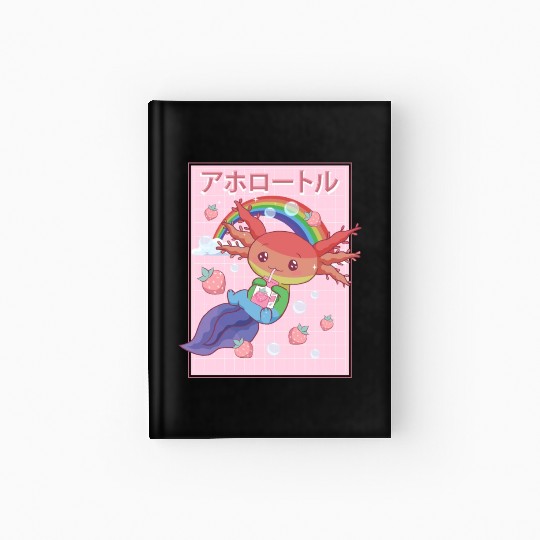 Kawaii Axolotl Strawberry Milk Gay Pride Hardcover Journal
