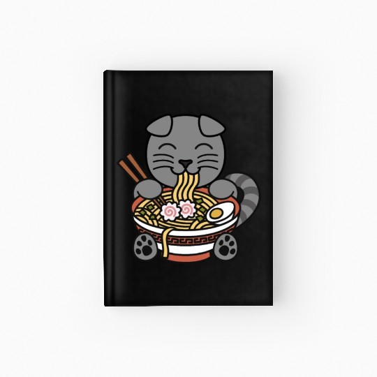 Scottish Fold Cat Ramen Noodles Hardcover Journal