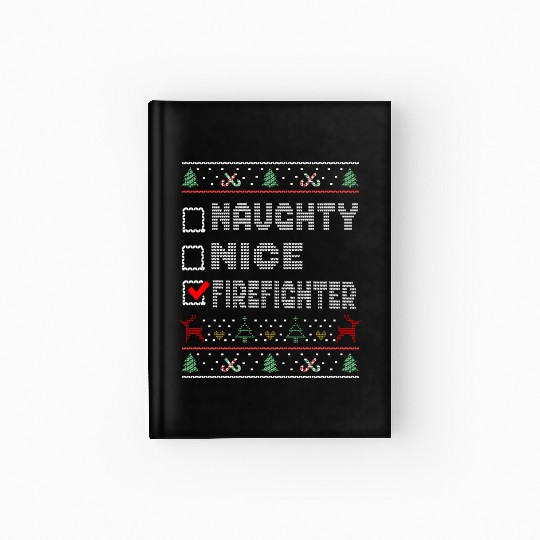Naughty Nice Firefighter, Matching Christmas Hardcover Journal