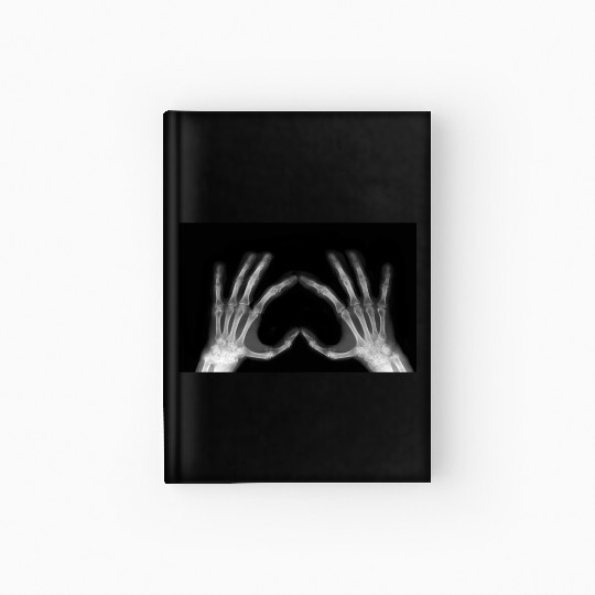 Skeleton Hand Heart Sign Bones Funny Halloween Hardcover Journal