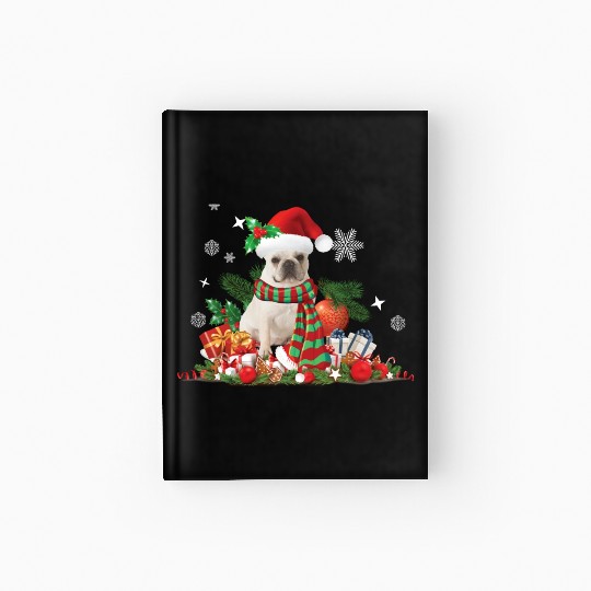 Christmas French Bulldog, Frenchie dog Hardcover Journal
