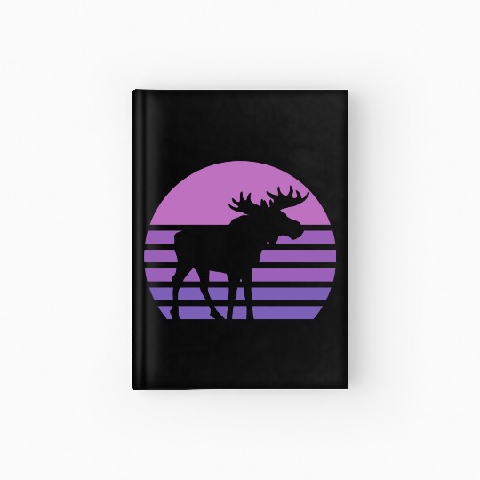 Moose In Sunset Retro Moose Wildlife Nature Hardcover Journal