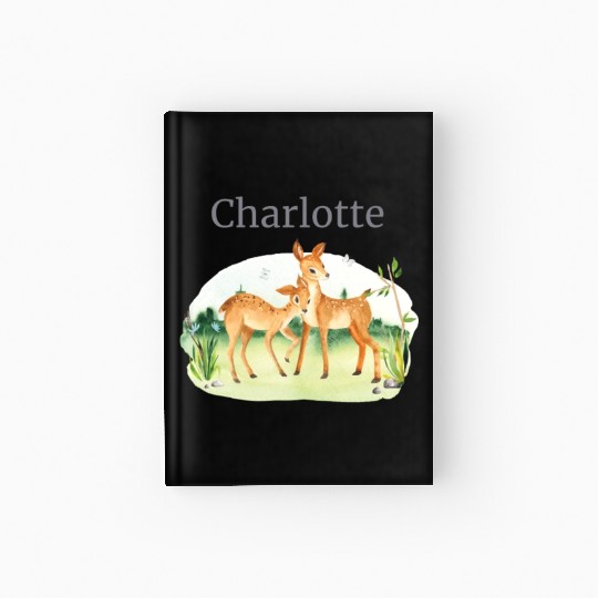 Forest Animal Deer Flowers Name Charlotte Hardcover Journal
