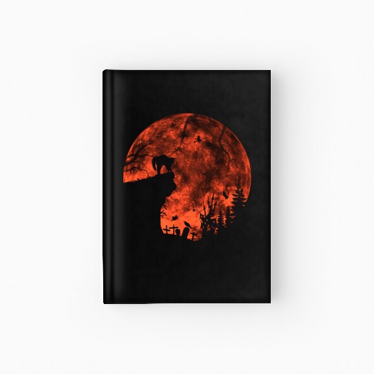 Cat Red Moon trick or treat Bats Forest Funny Hardcover Journal