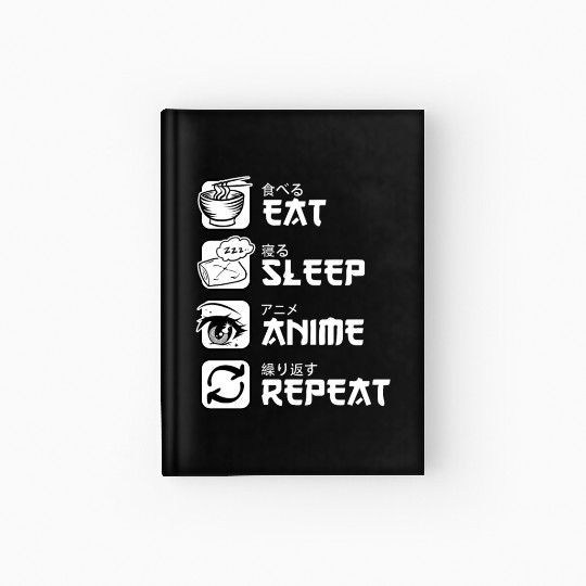 Eat Sleep Anime Repeat Japan Manga Hardcover Journal