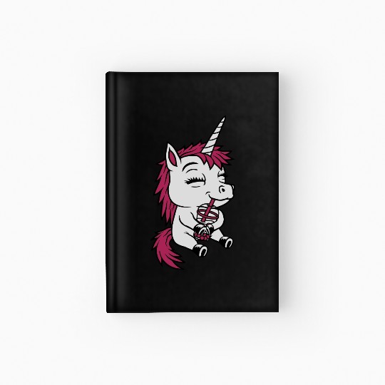 Boba tea drinking unicorn Hardcover Journal