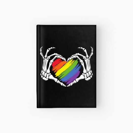 LGBT Gay Pride Zombie Skeleton Hand Heart Hallowee Hardcover Journal