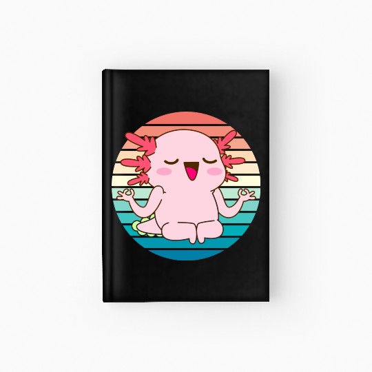 Adorable Meditating Axolotl Retro Sunset Hardcover Journal
