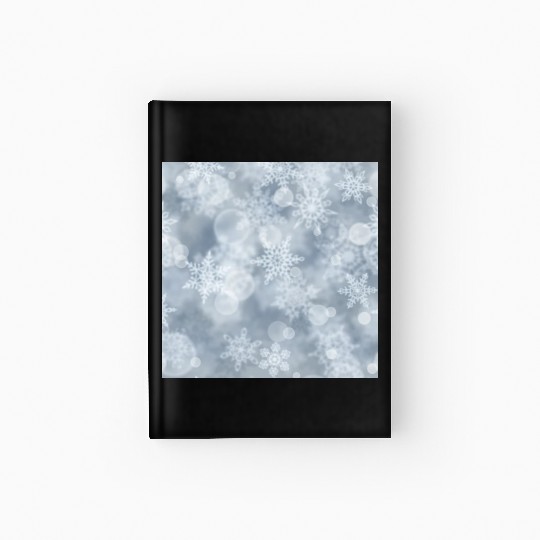 Grey White Snowflakes Pattern Hardcover Journal