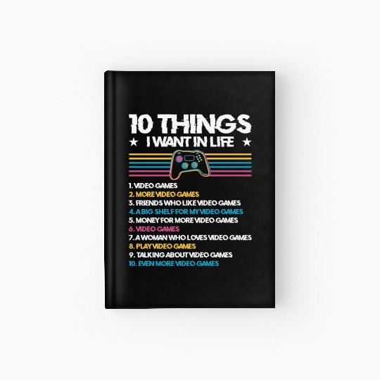 Gaming Gamer Playing Video Game Computer Hardcover Journal